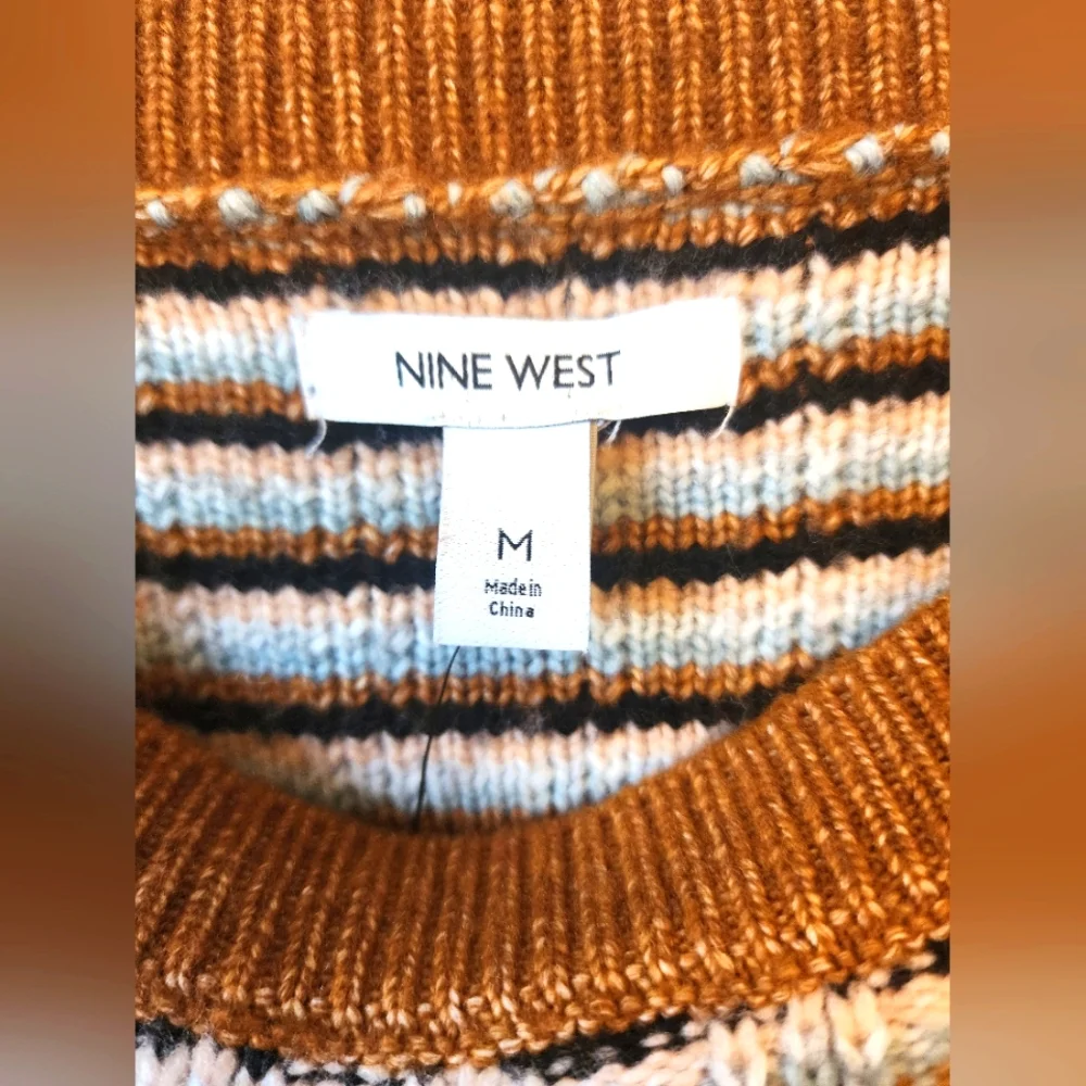 Women's Nine West Brown Stripped Sweater Size Medium - Picture 3 of 3